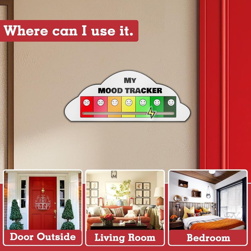 LRITER Acrylic Mood Door Sign for Creative Home Decor, 7 Emotion Expressions, Decorative Wall Art for Home and Office. (Mood Door Sign White) - Image 3